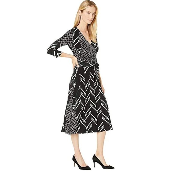 Lauren Ralph Lauren Women's Belted Multi-Print Jersey Midi Dress Size 6 - Picture 2 of 4